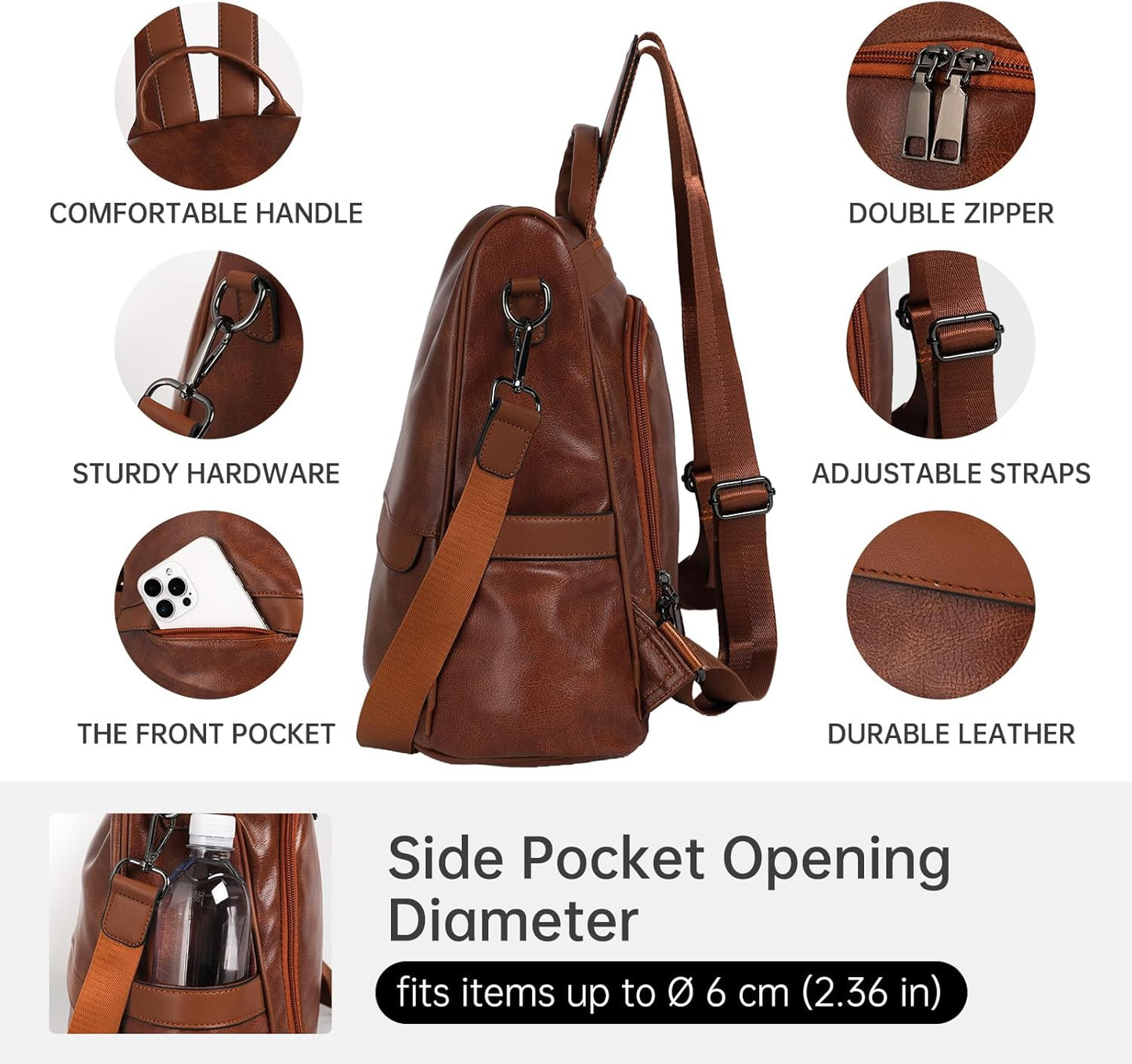 Anti-Theft Casual Shoulder Bag - Ladies Leather Satchel Bag