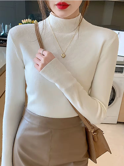 Oatmeal Mock-Neck Knit Top