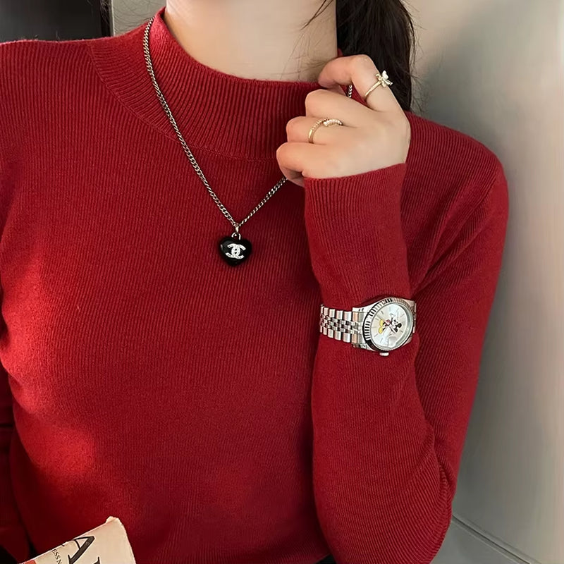 Oatmeal Mock-Neck Knit Top