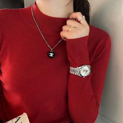 Oatmeal Mock-Neck Knit Top