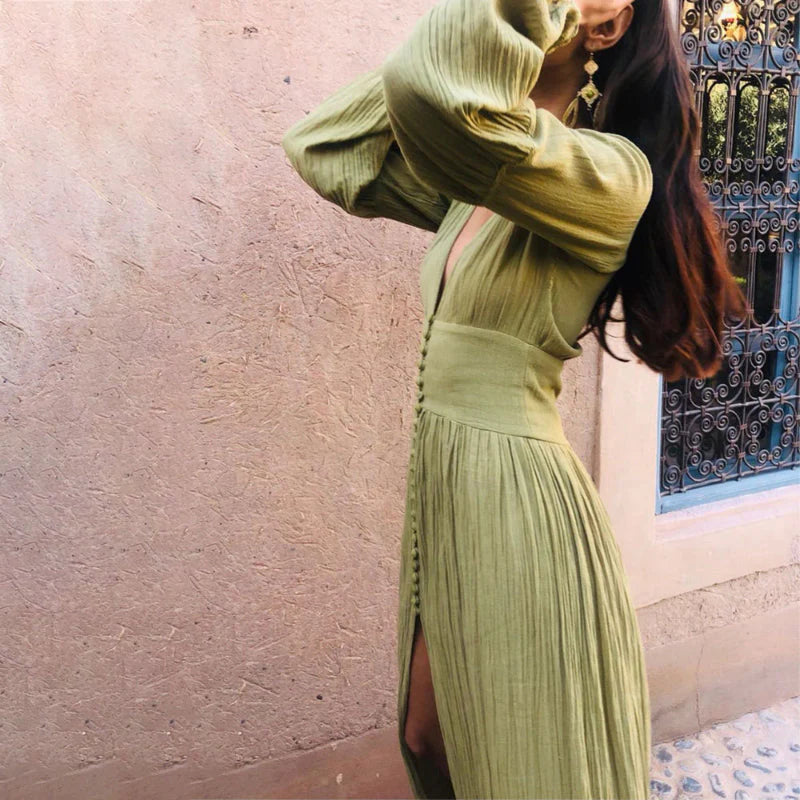 Sierra Long Maxi Dress - V-Neck - Boho Evening 