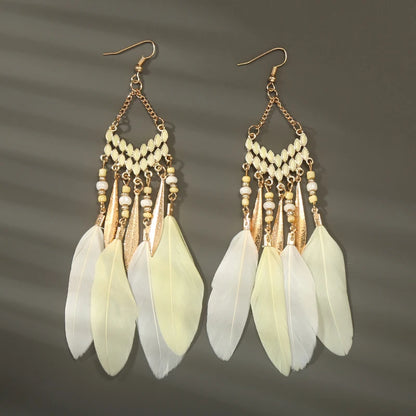 Feather Tassel Drop Earrings