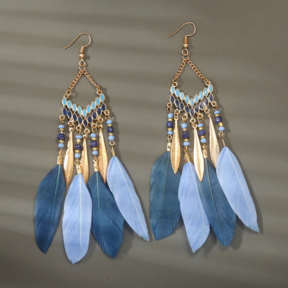 Feather Tassel Drop Earrings
