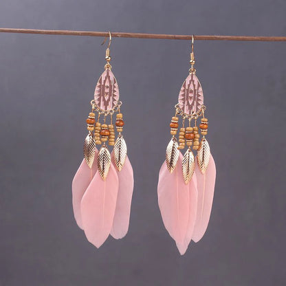 Feather Tassel Drop Earrings