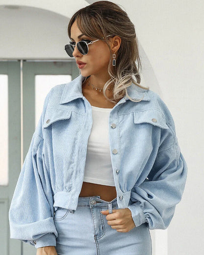 Virelda – Women Cropped Jacket with Corduroy Look