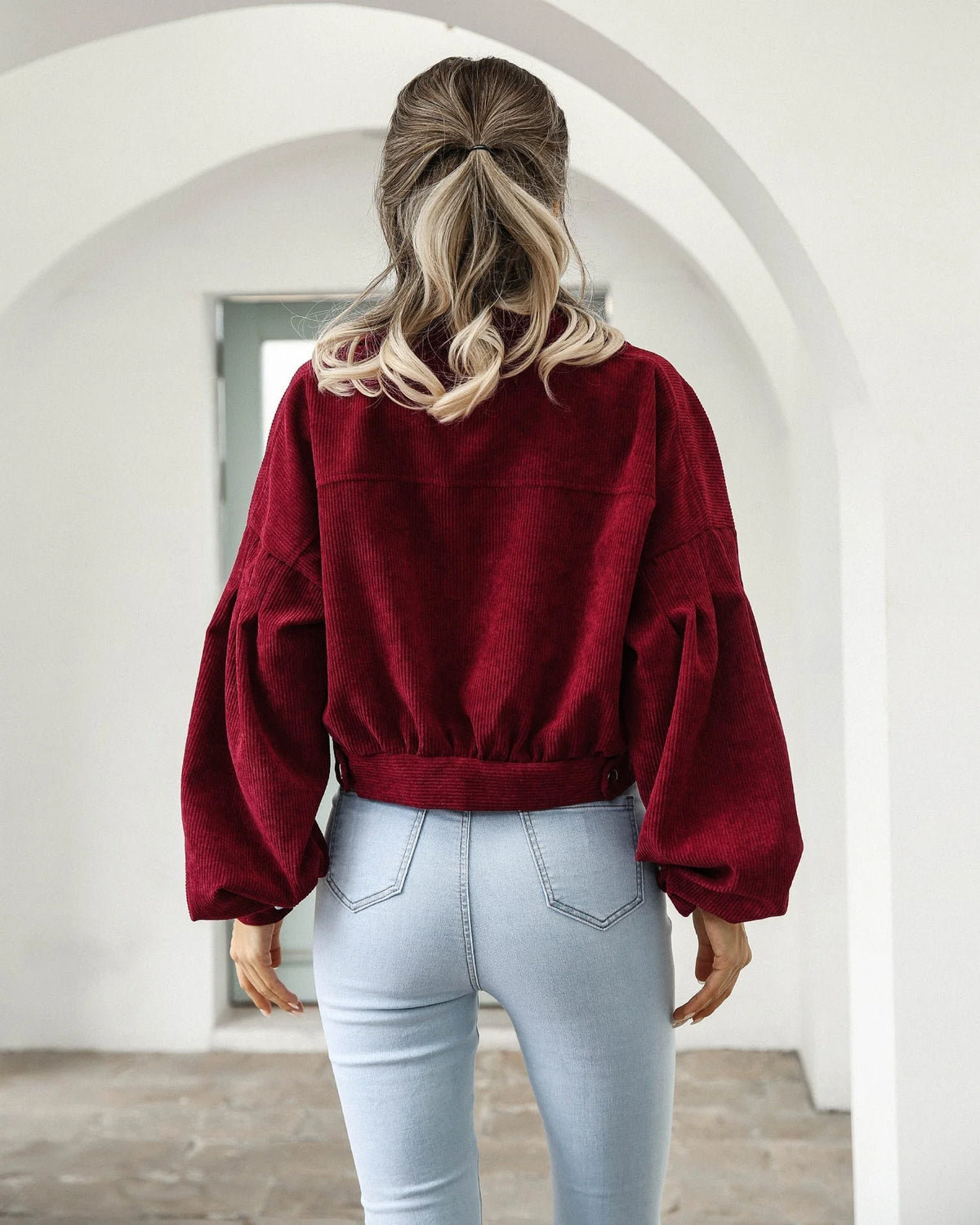 Virelda – Women Cropped Jacket with Corduroy Look