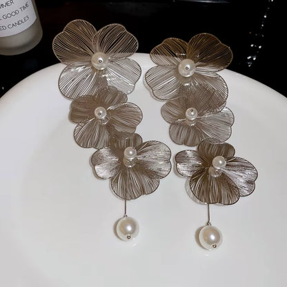 Gilded Bloom Statement Drop Earrings