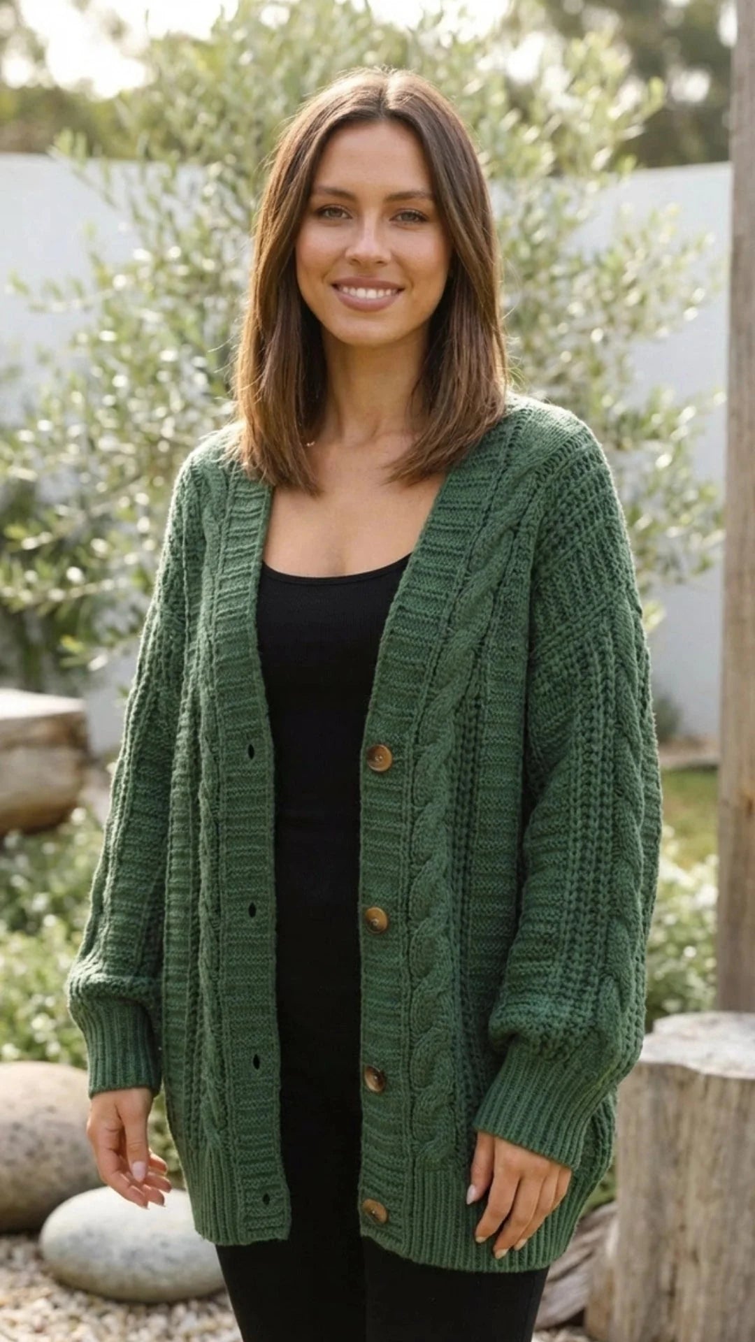 Women'S Oversized Cable Knit Cardigan
