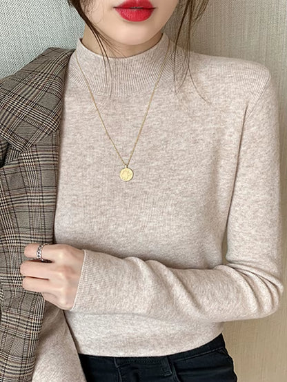 Oatmeal Mock-Neck Knit Top