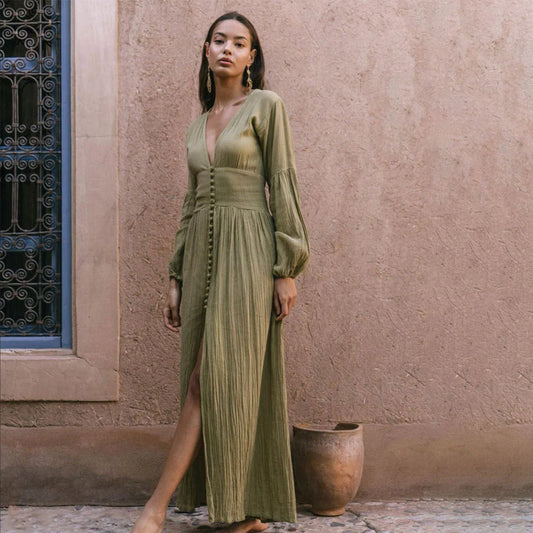 Sierra Long Maxi Dress - V-Neck - Boho Evening 