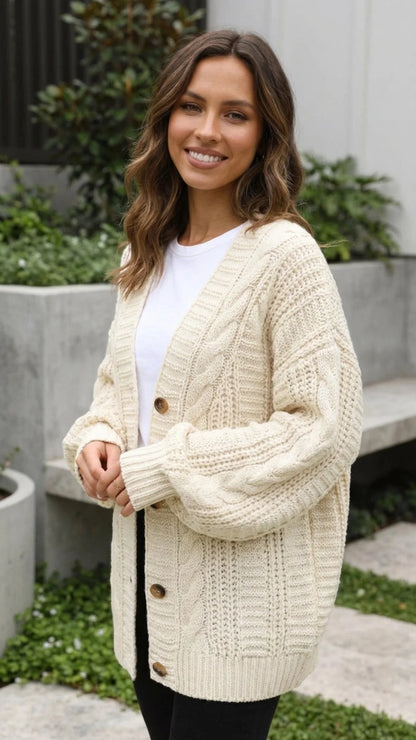Women'S Oversized Cable Knit Cardigan