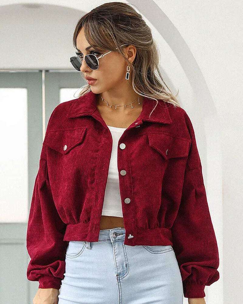 Virelda – Women Cropped Jacket with Corduroy Look