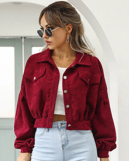Virelda – Women Cropped Jacket with Corduroy Look