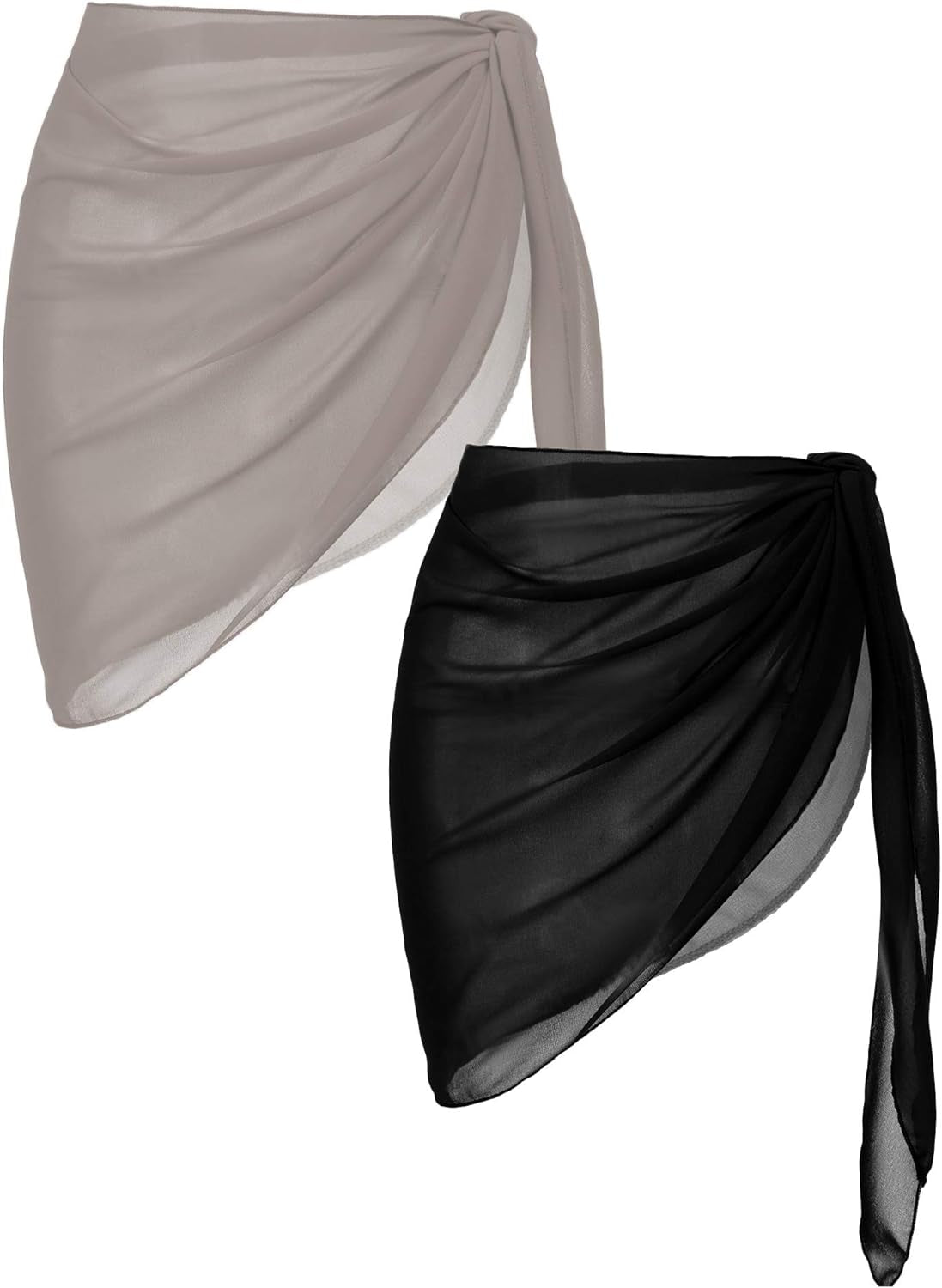 Sheer Chiffon Beach Sarongs - 2-Piece Bikini Wrap Skirt Set