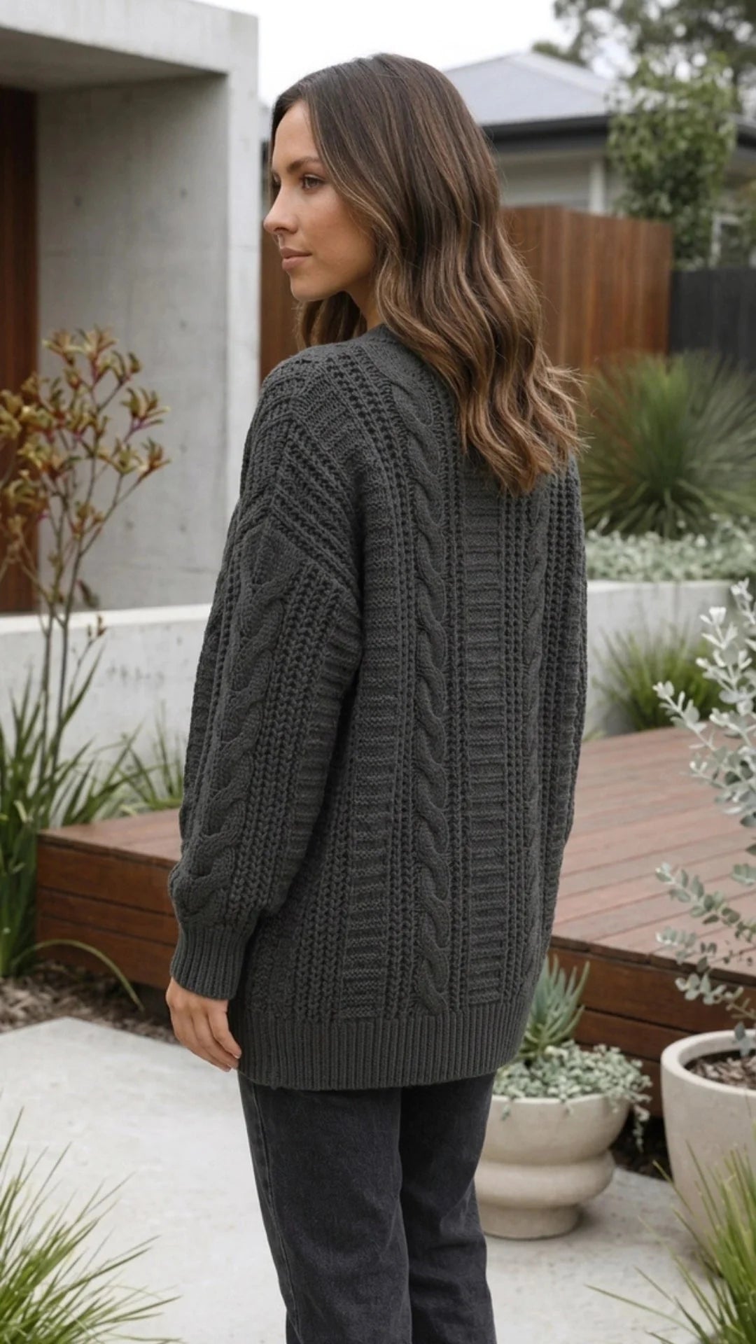 Women'S Oversized Cable Knit Cardigan