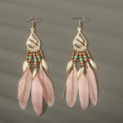 Feather Tassel Drop Earrings