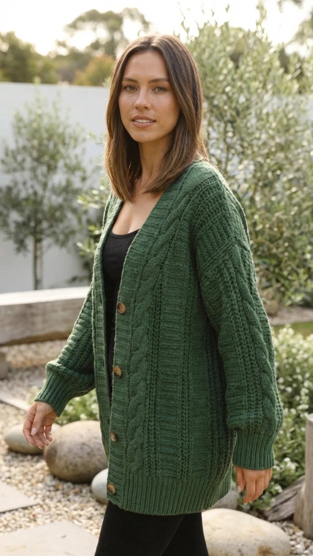 Women'S Oversized Cable Knit Cardigan