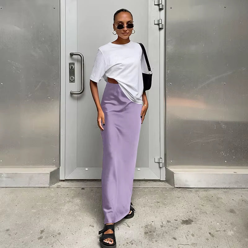 Sunset Satin Maxi Skirt