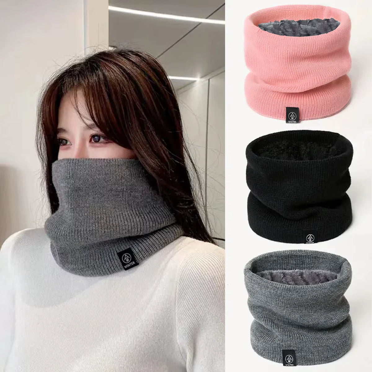Fleece-Lined Knit Neck Snood