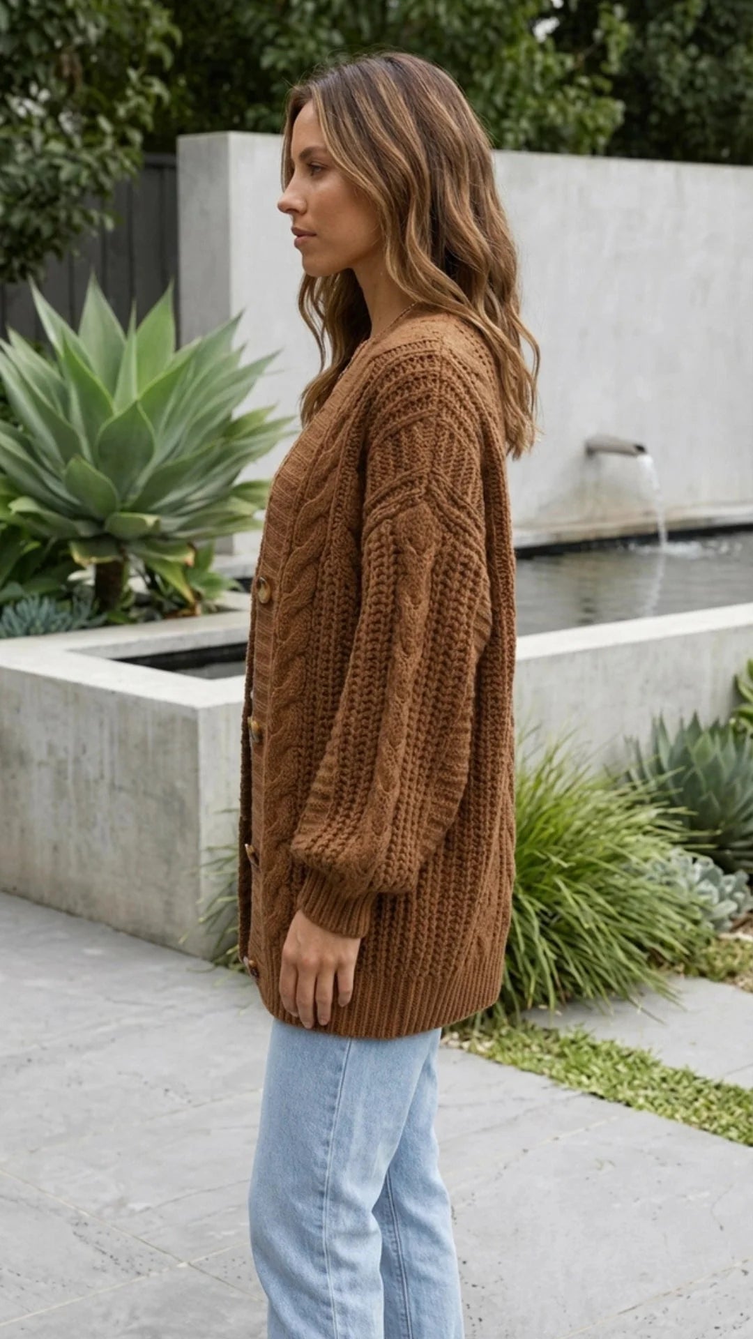 Women'S Oversized Cable Knit Cardigan