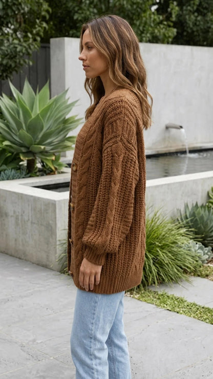Women'S Oversized Cable Knit Cardigan