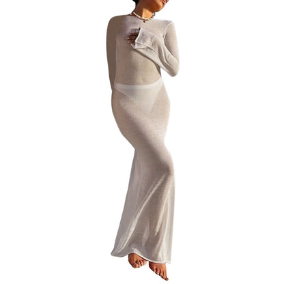 Sunset Sheer Long-Sleeve Maxi Cover-Up