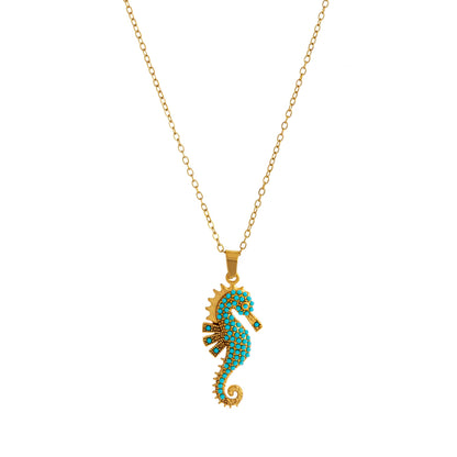 Gold Seahorse Pendant Necklace
