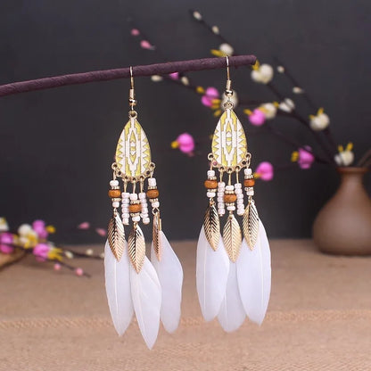 Feather Tassel Drop Earrings