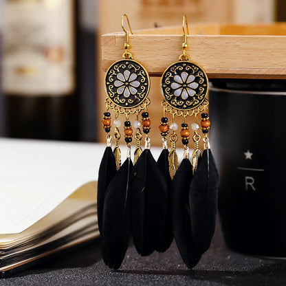 Feather Tassel Drop Earrings