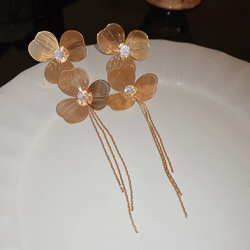 Gilded Bloom Statement Drop Earrings