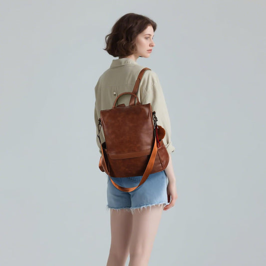 Anti-Theft Casual Shoulder Bag - Ladies Leather Satchel Bag