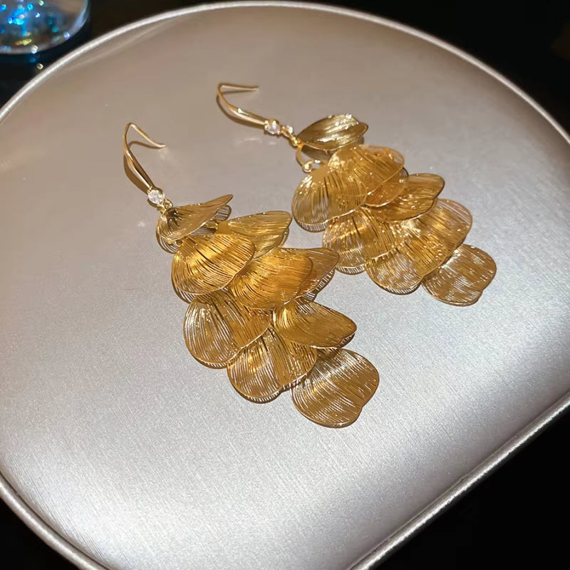Gilded Bloom Statement Drop Earrings