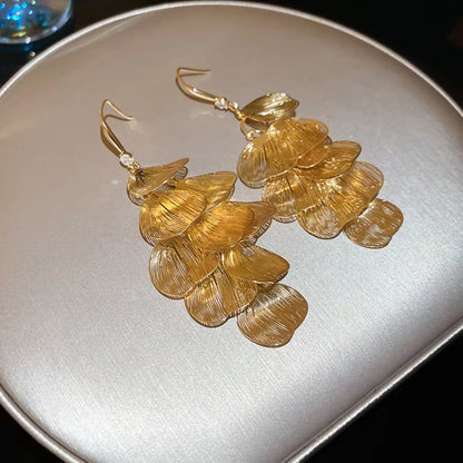 Gilded Bloom Statement Drop Earrings