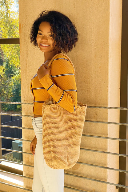 Scalloped Knit Tote