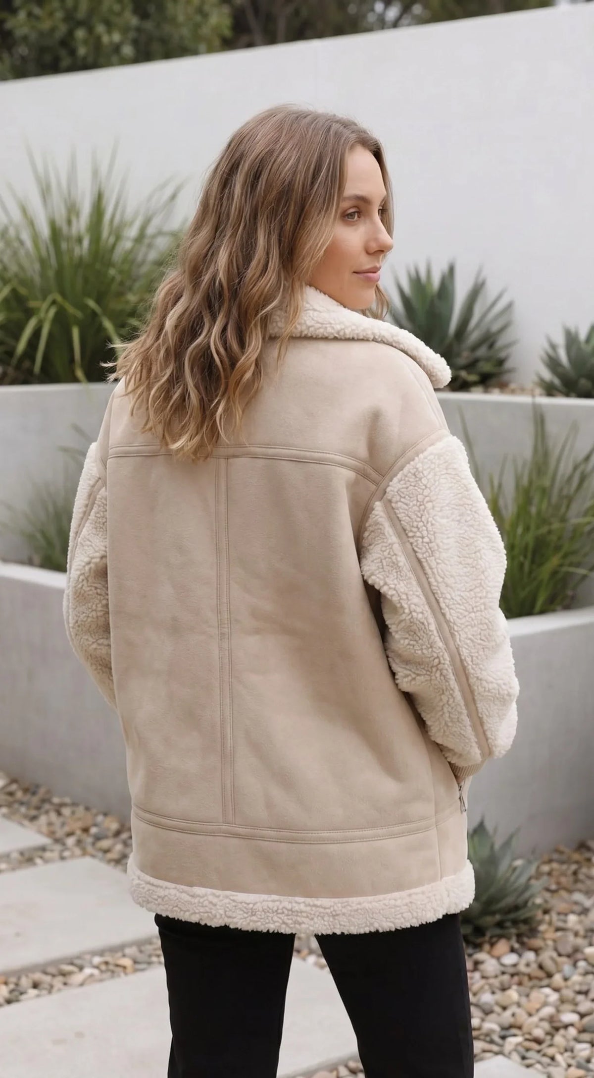 Women'S Oversized Lapel Sherpa Jacket