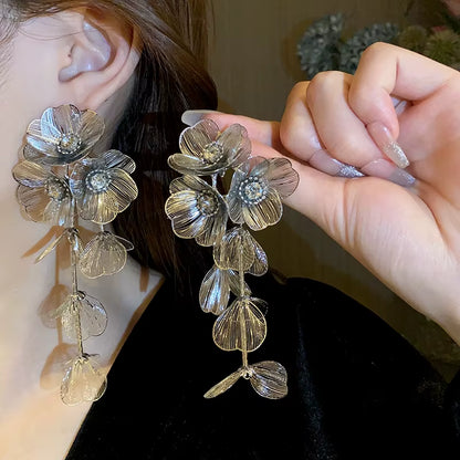 Gilded Bloom Statement Drop Earrings