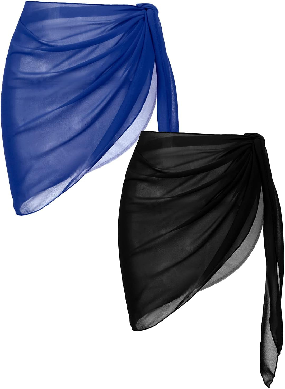 2 Pieces Beach Sarongs Chiffon Cover Ups - Bikini Sheer Wrap Skirt