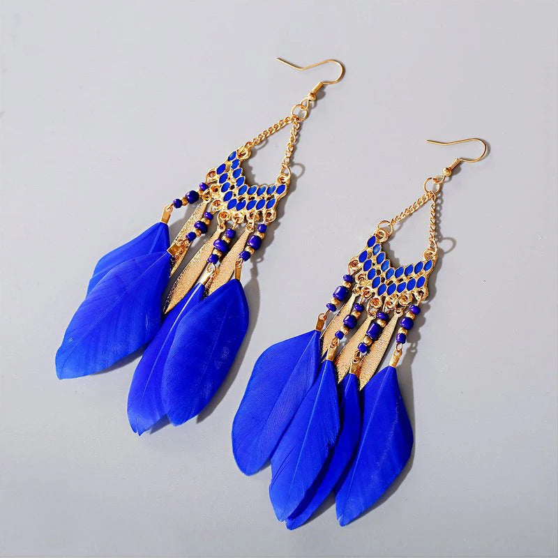 Feather Tassel Drop Earrings