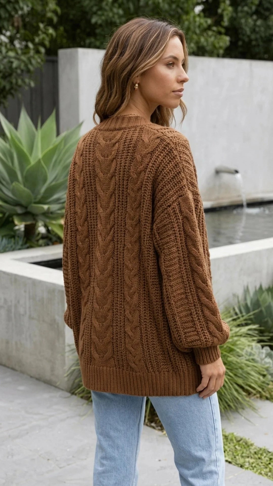 Women'S Oversized Cable Knit Cardigan