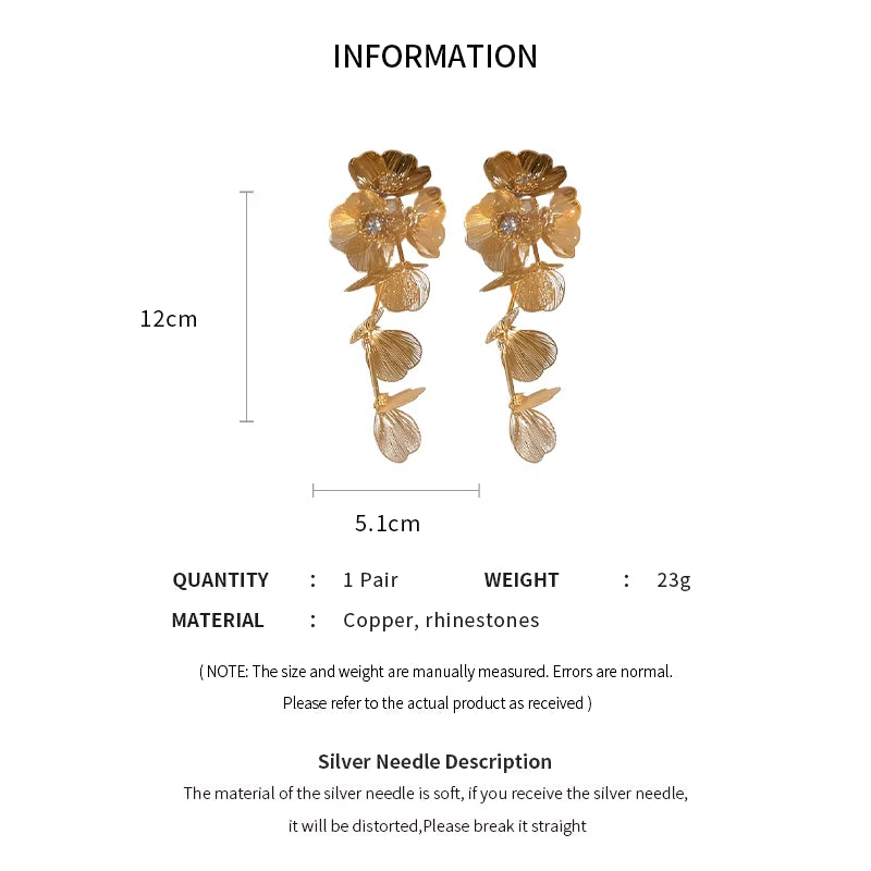 Gilded Bloom Statement Drop Earrings