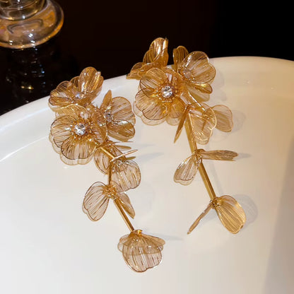 Gilded Bloom Statement Drop Earrings