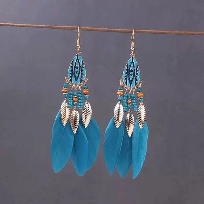 Feather Tassel Drop Earrings