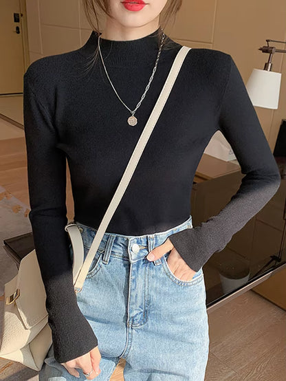 Oatmeal Mock-Neck Knit Top