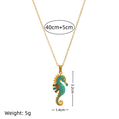 Gold Seahorse Pendant Necklace