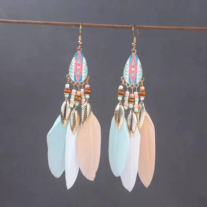 Feather Tassel Drop Earrings