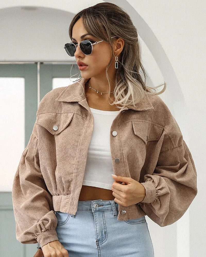 Virelda – Women Cropped Jacket with Corduroy Look