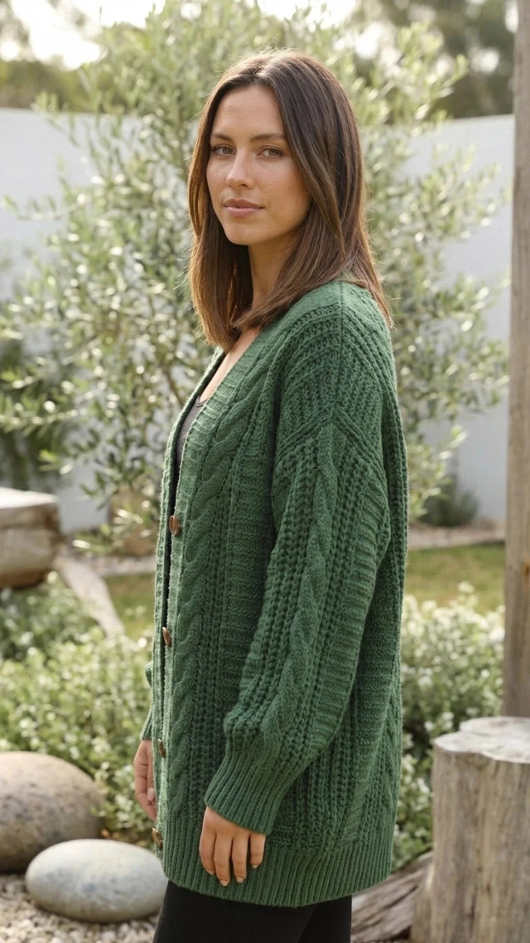 Women'S Oversized Cable Knit Cardigan