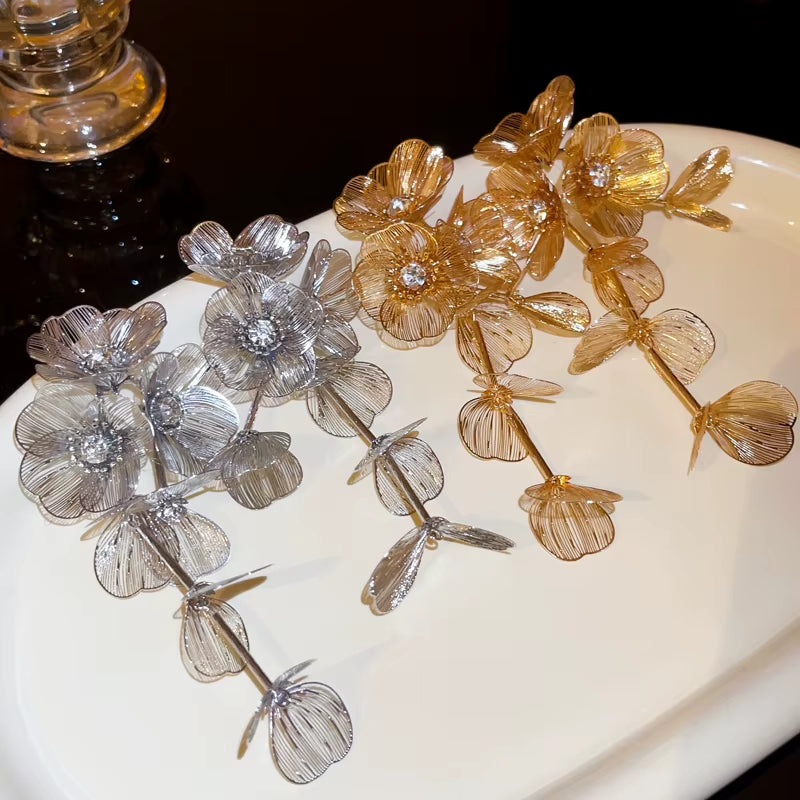 Gilded Bloom Statement Drop Earrings