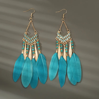 Feather Tassel Drop Earrings
