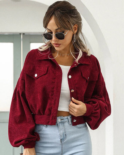 Virelda – Women Cropped Jacket with Corduroy Look